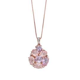 ROSE QUARTZ AMETHYST DIAMOND NECKLACE